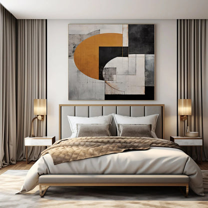 Textured Terracotta Hand-Painted Abstract Art for Mediterranean Dining Rooms