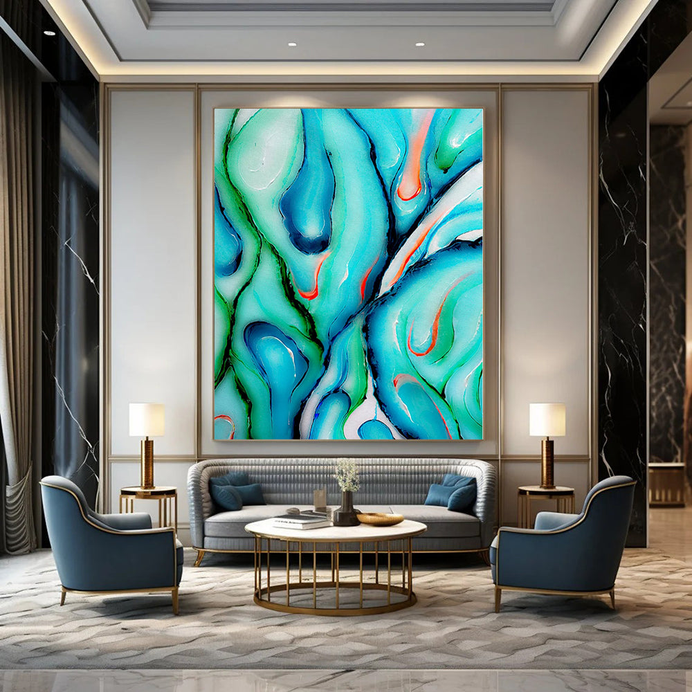 Giant Hand-Painted Contemporary Abstract Canvas for Bedroom Entry Walls