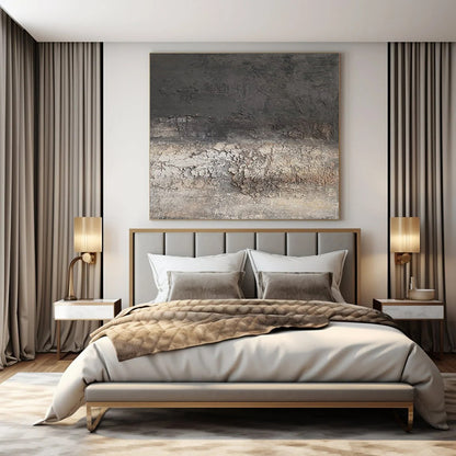 Large-Scale Hand-Painted Contemporary Abstract Canvas for Artisan Coffee Shop Interiors