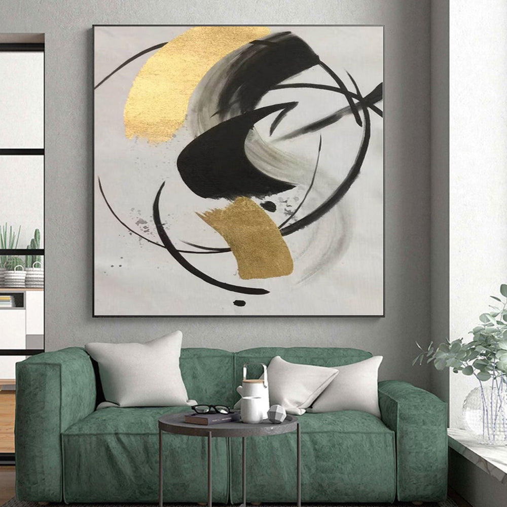 Immense Made-to-Order Abstract Painting for Home Music Practice Room Feature Walls