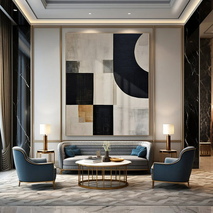Hand-Painted Bespoke Abstract Mural for Hallway and Office