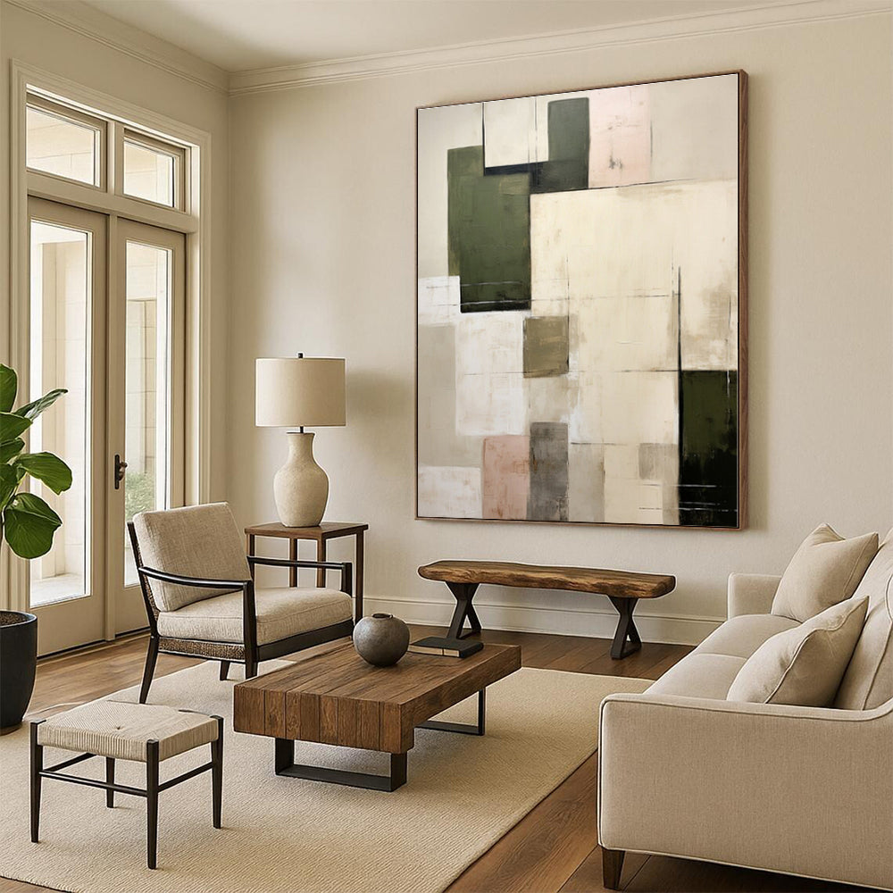 Huge Custom-Made Abstract Canvas for Dining Room Bay Window Backdrop