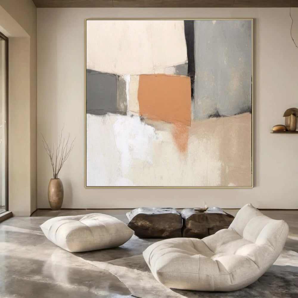Oversized Hand-Painted Contemporary Abstract Mural for Family Dining Halls
