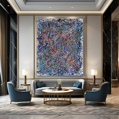 Oversized Custom Hand-Painted Abstract Canvas for Office Training Halls