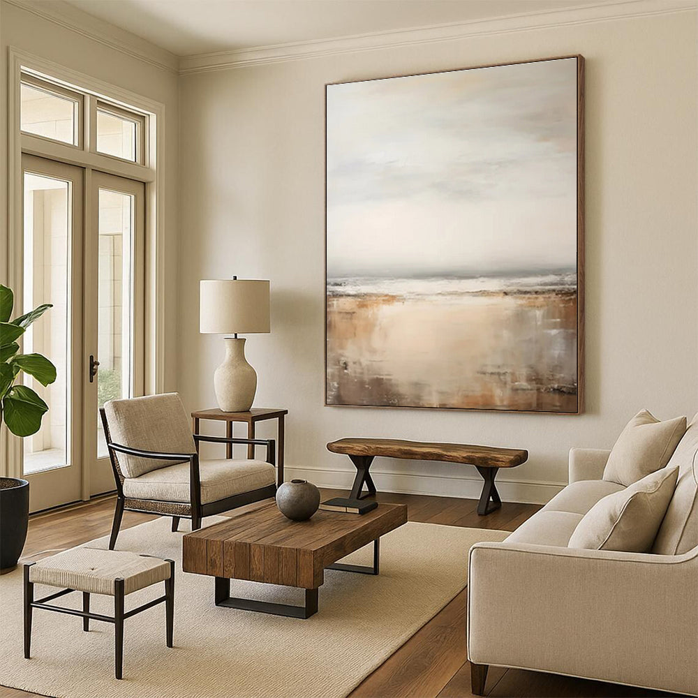 Contemporary Extra-Large Hand-Painted Abstract Canvas for Open Concept Living Areas