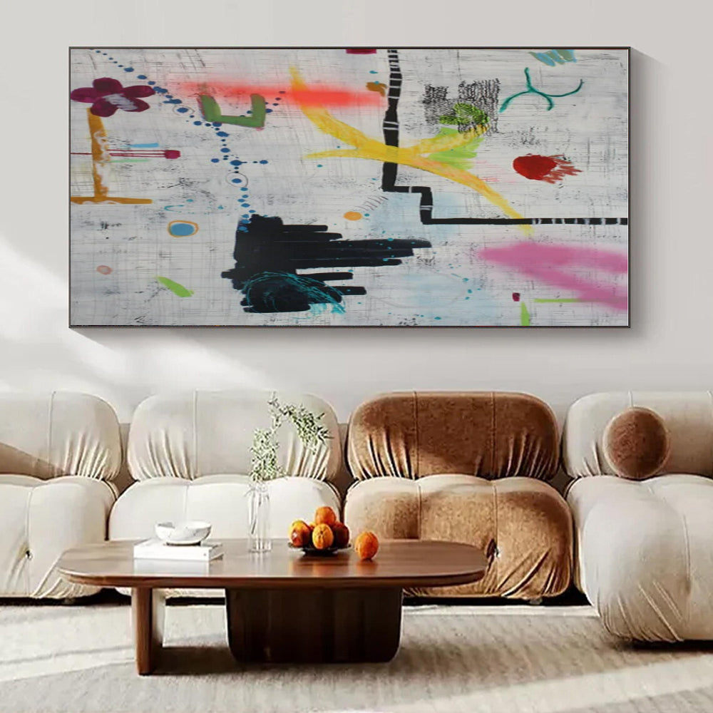 Large-Scale Hand-Painted Abstract Mural for Living Room & Hotel Outdoor Terraces