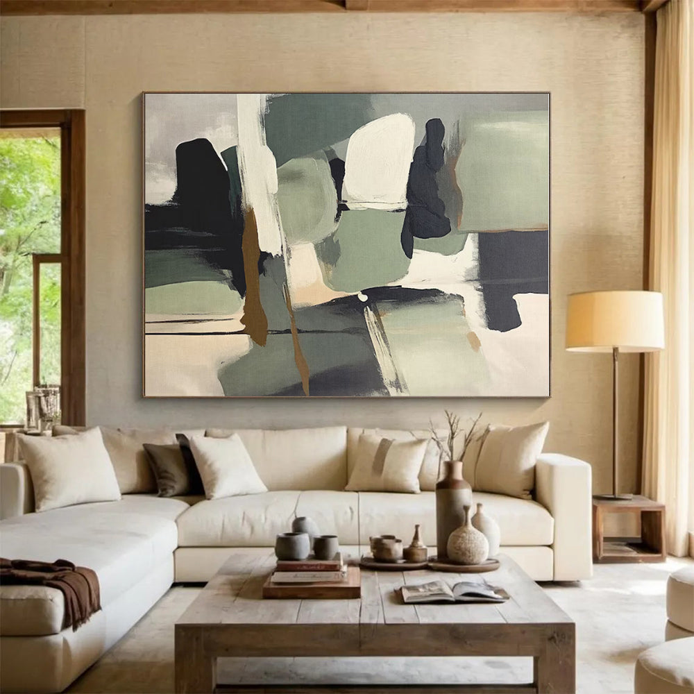 Super-Sized Contemporary Abstract Painting for Modern Greenhouse Plant Shelf Wall