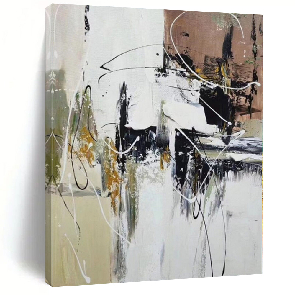 Immense Abstract Canvas for Tiny House Interiors - Hand-Painted Mixed Media on Canvas