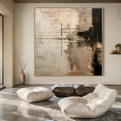 Hand-Painted Large Modern Abstract Wall Art for Bedroom Behind Headboards