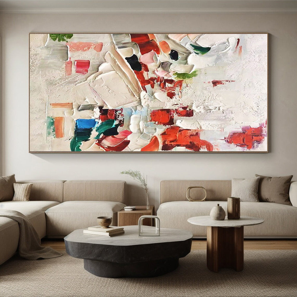 Monumental Modern Abstract Painting for Contemporary Kitchen Breakfast Nook Feature Wall