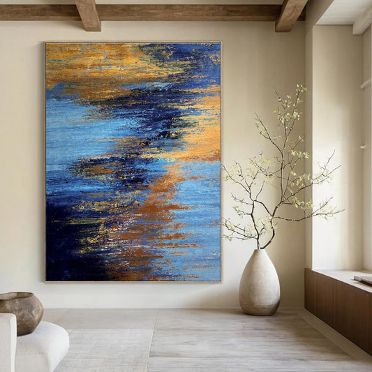 Large Hand-Painted Contemporary Abstract Wall Art for Bedroom Bunk Bed Areas