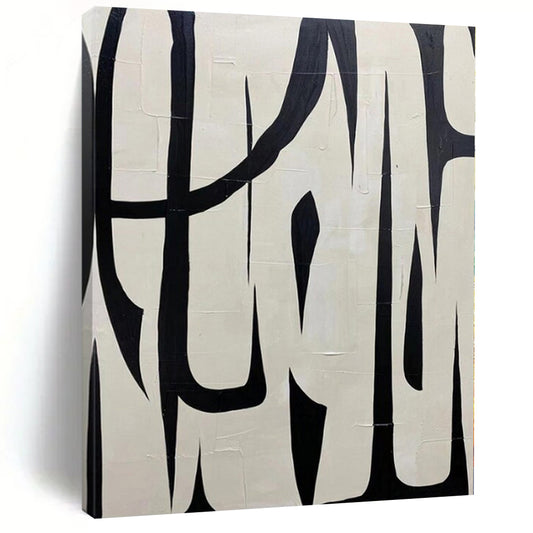 Oversized Hand-Painted Modern Abstract Mural for Living Room Behind Sectional Dividers