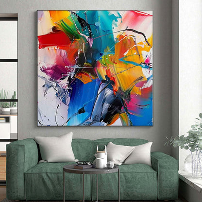 Monumental Abstract Painting for Indoor Herb Garden Spaces - Custom Resin on Linen