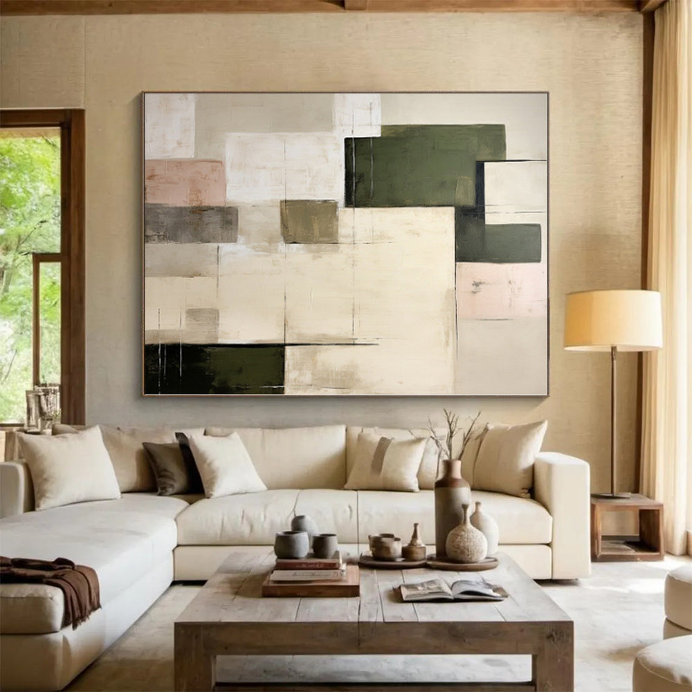 Huge Custom-Made Abstract Canvas for Dining Room Bay Window Backdrop