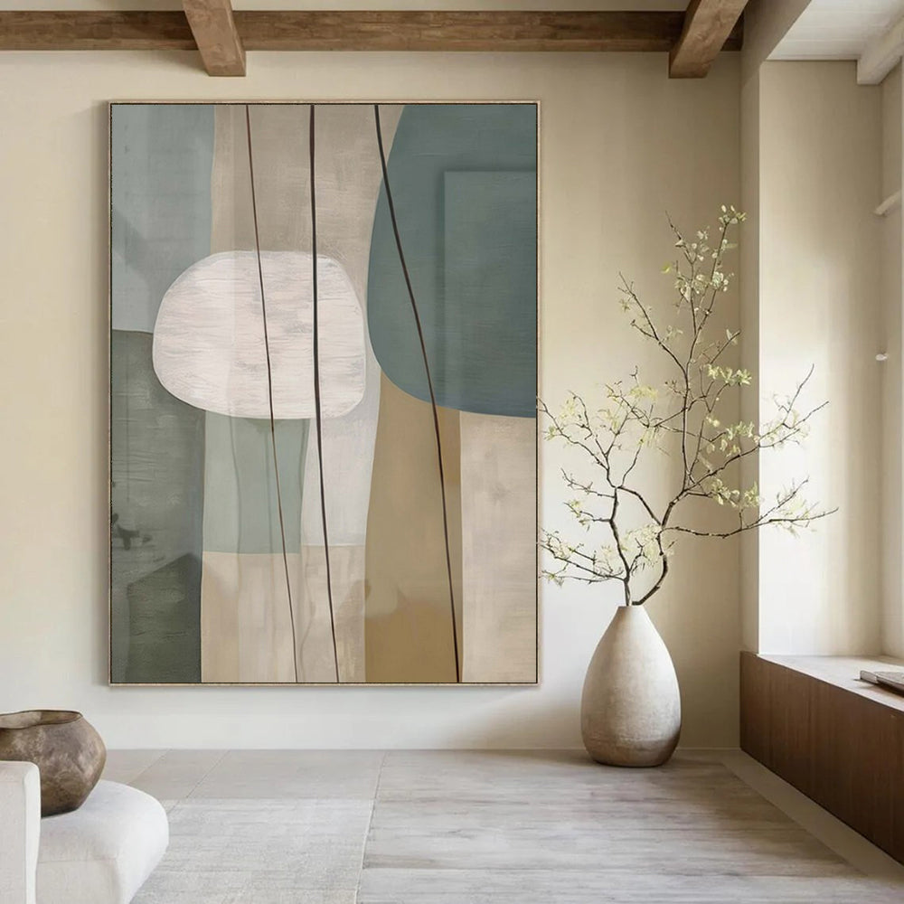 Colossal Hand-Painted Contemporary Abstract Canvas for Family Home Foyers