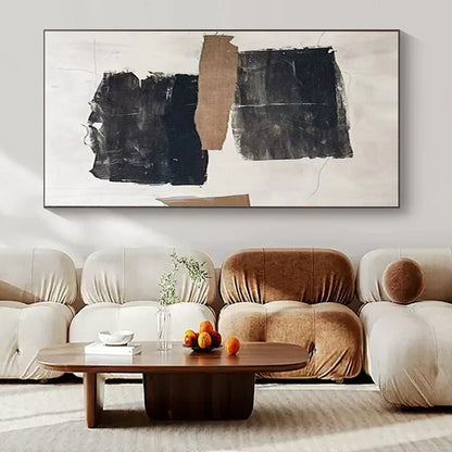 Cozy Hand-Painted Abstract Mural for Living Room Dining Nooks