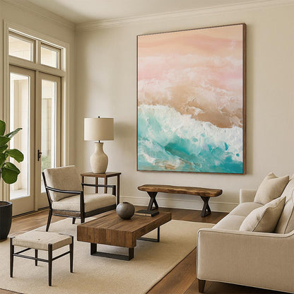 Monumental Modern Abstract Painting for Contemporary Home Indoor Poolside Lounge Wall
