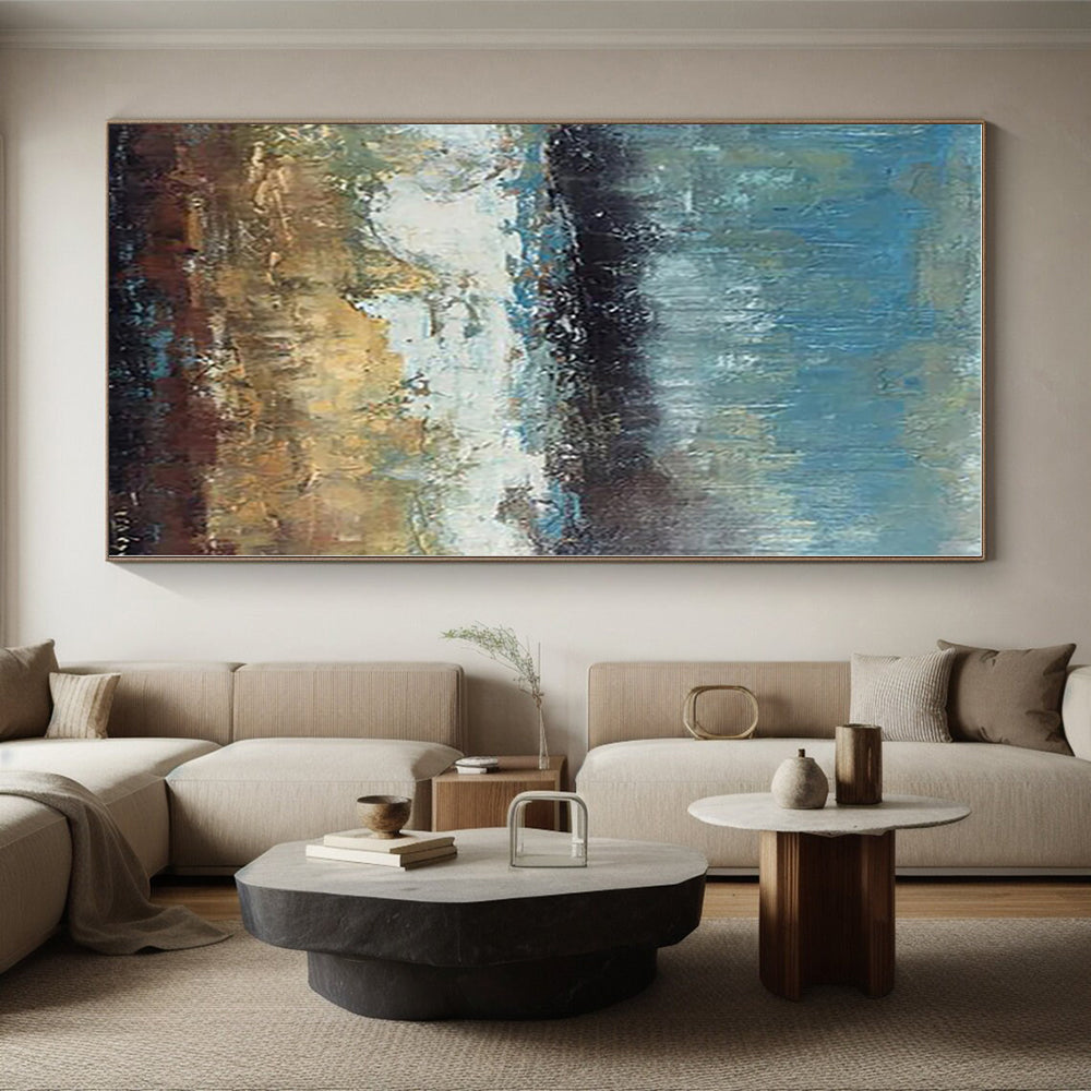 Super-Sized Bespoke Abstract Painting for Home Wine Cellar Barrel Racking Wall
