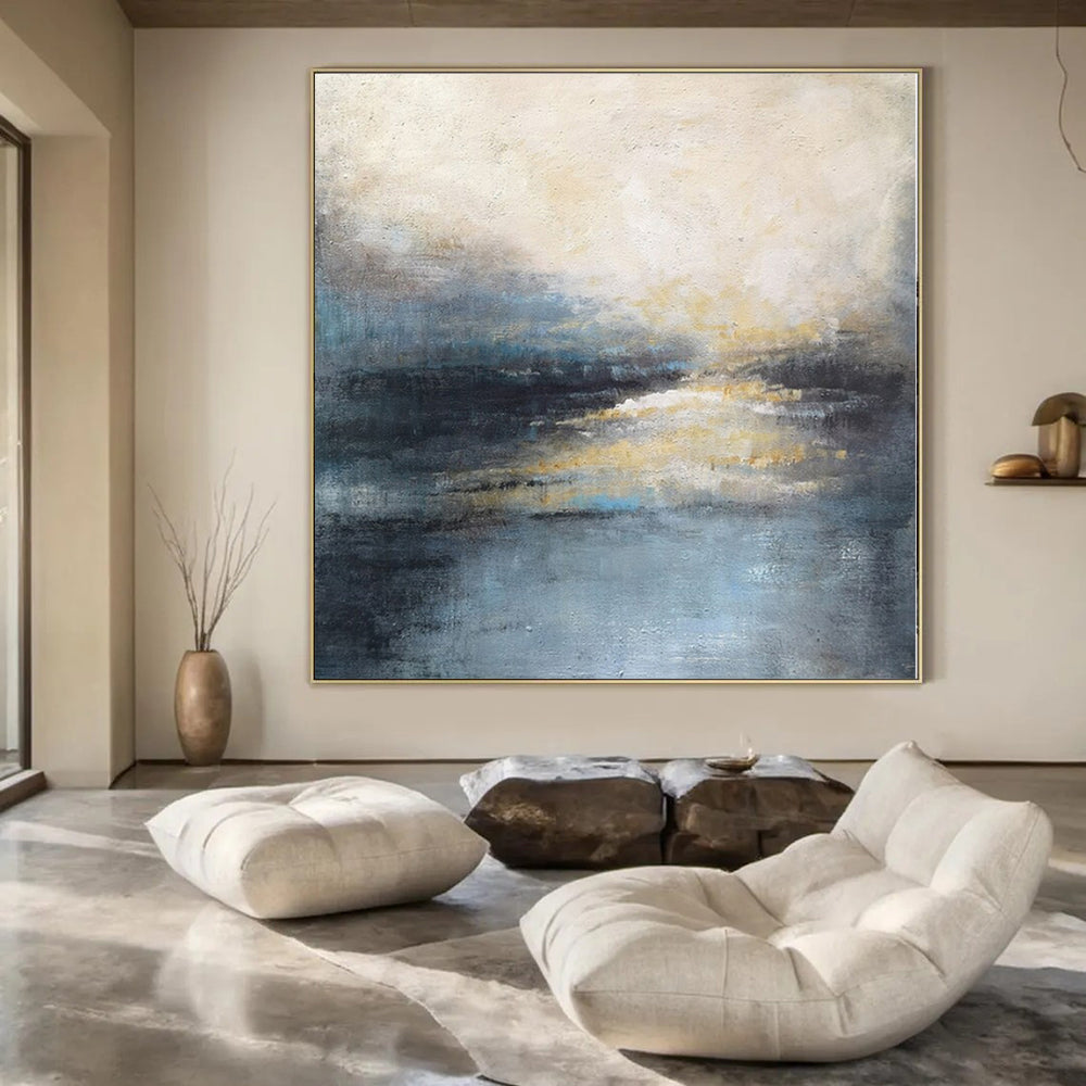 Glamorous Hand-Painted Abstract Mural for Living Room Bar Areas