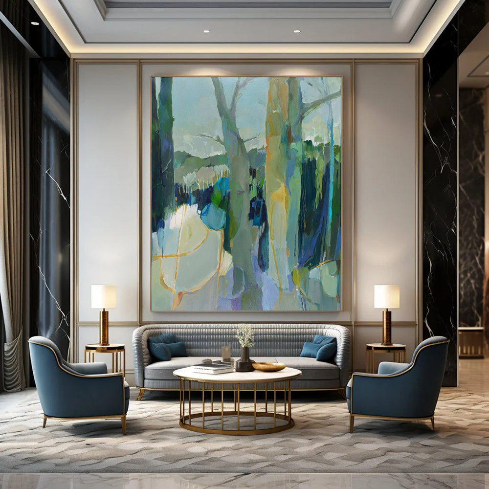 Oversized Custom Hand-Painted Abstract Canvas for Office Boardrooms