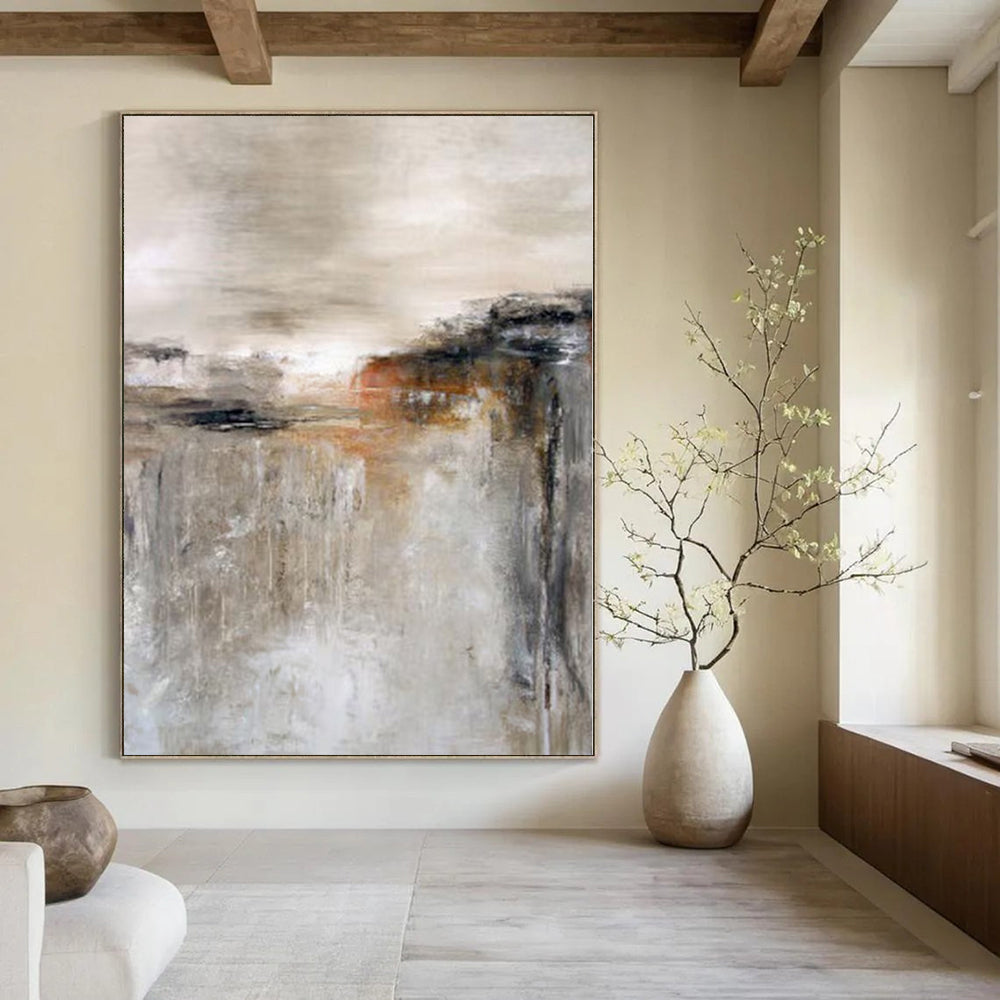 Large-Scale Hand-Painted Contemporary Abstract Mural for Living Room Bar Areas