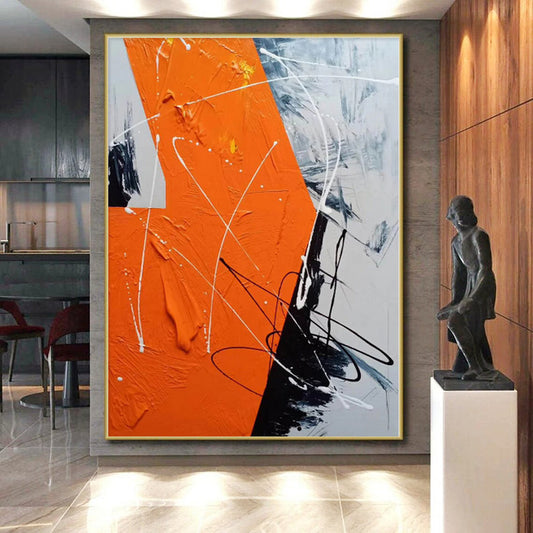 Grand Hand-Painted Abstract Canvas for Attic Home Office and Study Nooks