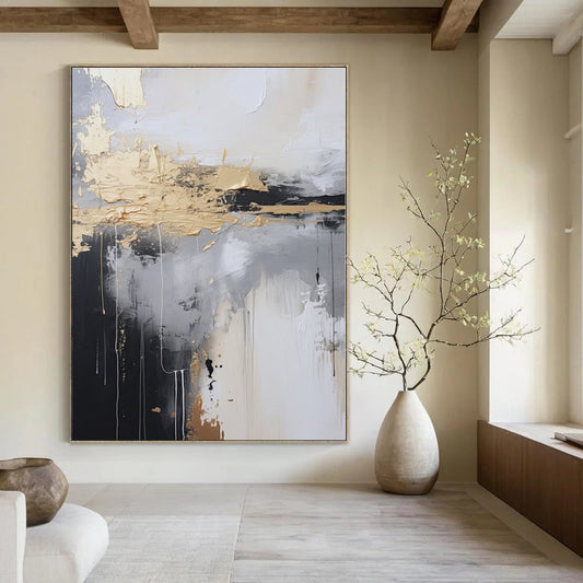 Hand-Painted Bespoke Abstract Canvas for Living Room & Hotel Banquet Halls