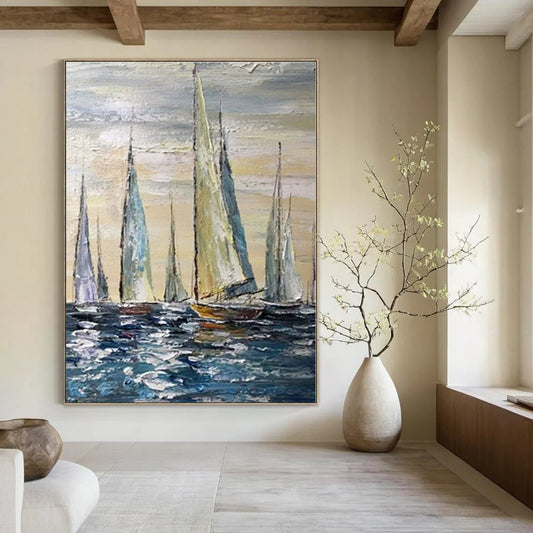 Hand-Painted Custom Abstract Artwork for Office Training Rooms