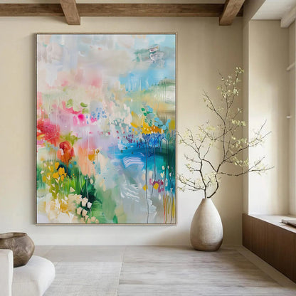 Colossal Hand-Painted Contemporary Abstract Mural for Dining Room Wine Tasting Areas