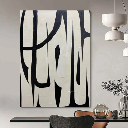 Oversized Hand-Painted Modern Abstract Mural for Living Room Behind Sectional Dividers