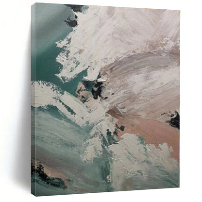 Oversized Abstract Expressionist Hand-Painted Canvas for Bathroom Relaxation Wall