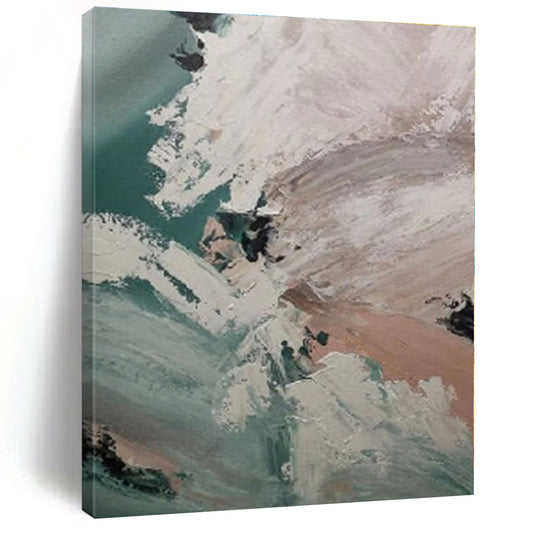 Oversized Abstract Expressionist Hand-Painted Canvas for Bathroom Relaxation Wall