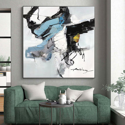 Contemporary Oversized Hand-Painted Abstract Canvas for Modern Living Room Makeover