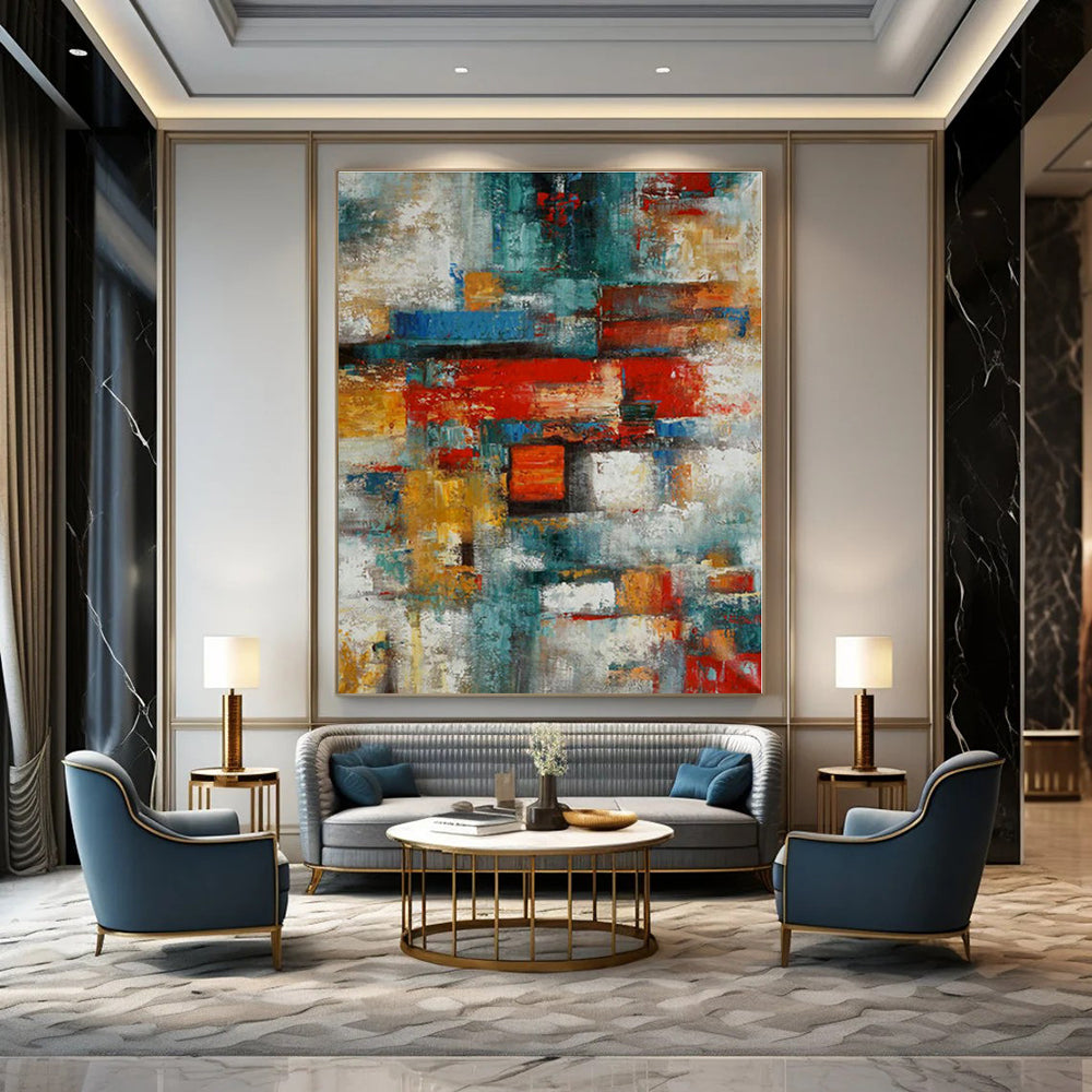 Hand-Painted Bespoke Abstract Canvas for Dining Room & Hotel Spa Areas