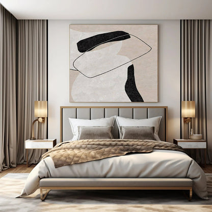 Dramatic Hand-Painted Abstract Canvas for Living Room Media Walls