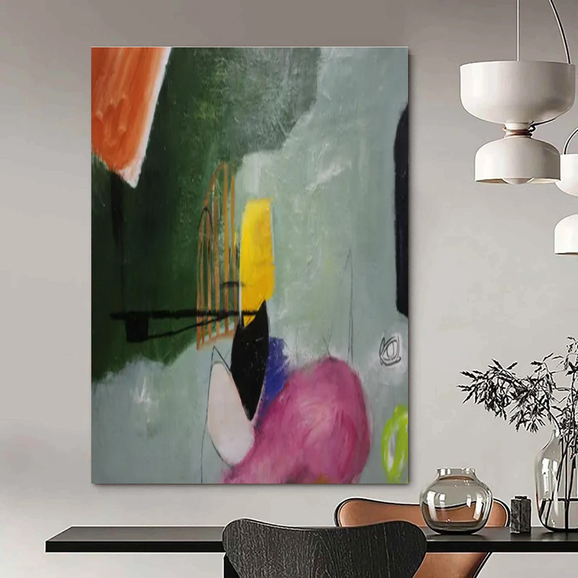 Hand-Painted Personalized Abstract Painting for Dining Room & Hotel Meeting Rooms