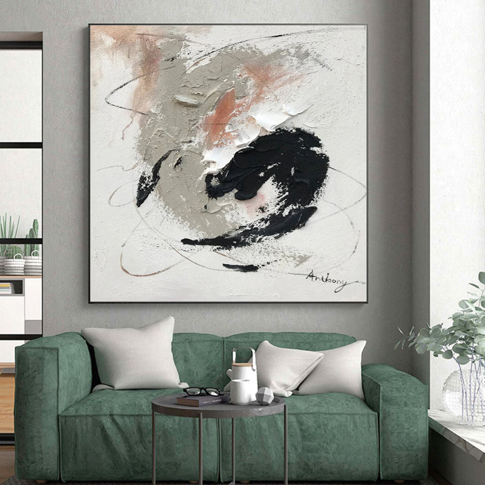 Made-to-Order Large Hand-Painted Abstract Canvas for Greenhouse Planting Area Wall