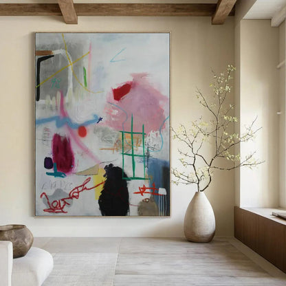 Large-Scale Custom Hand-Painted Abstract Art for Bedroom & Hotel Library