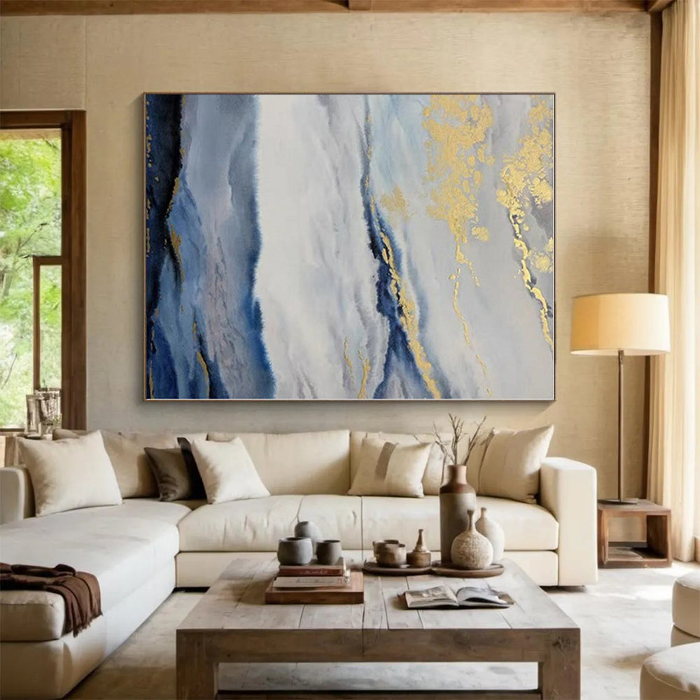 Custom Giant Hand-Painted Abstract Canvas for Bathroom Vanity Feature Wall LargeART0584