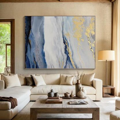 Custom Giant Hand-Painted Abstract Canvas for Bathroom Vanity Feature Wall LargeART0584