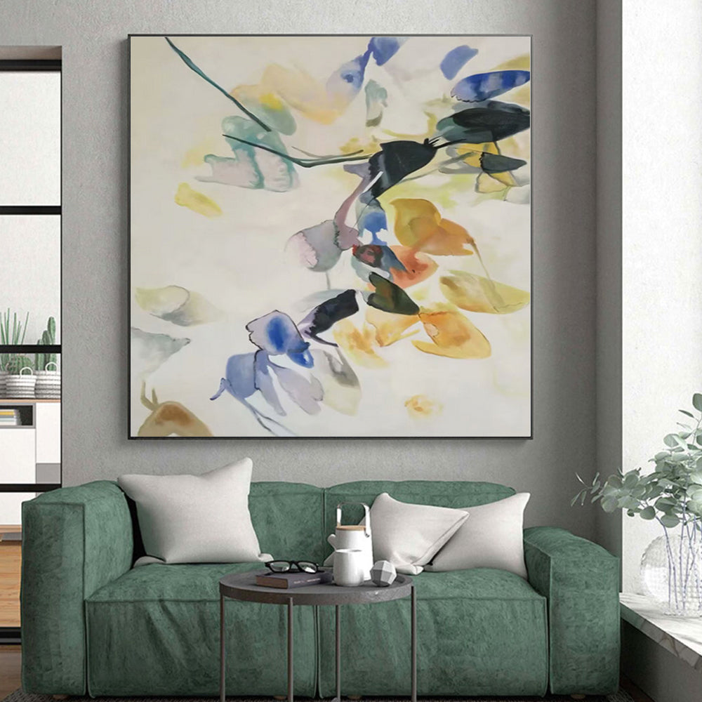 Huge Hand-Painted Abstract Canvas for Dining Room Buffet Feature Wall