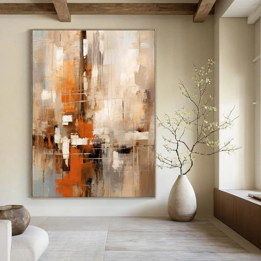 Vibrant Botanical Hand-Painted Abstract Canvas for Nature-Loving Bedrooms