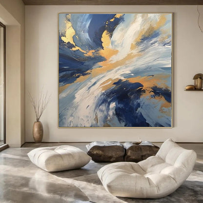 Mystical Moonlit Hand-Painted Abstract Mural for Enchanting Bedrooms