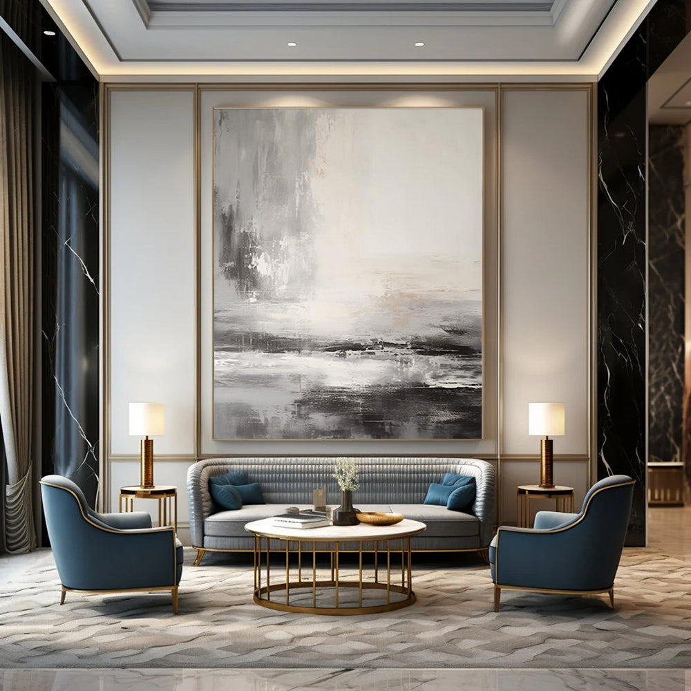 Oversized Custom Hand-Painted Abstract Painting for Office and Hotel Executive Suites