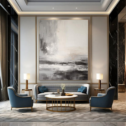 Oversized Custom Hand-Painted Abstract Painting for Office and Hotel Executive Suites