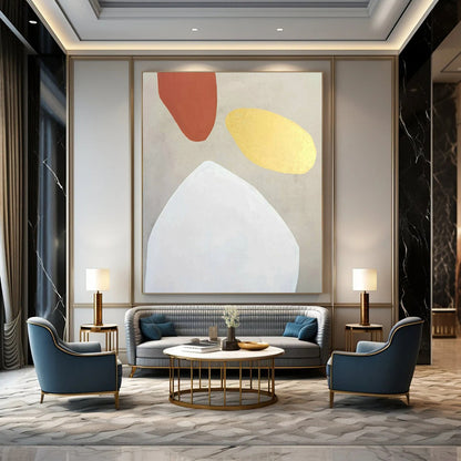 Large-Scale Hand-Painted Contemporary Abstract Mural for Boutique Hotel Lobbies