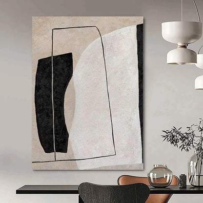 Oversized Hand-Painted Modern Abstract Mural for Living Room Alcoves