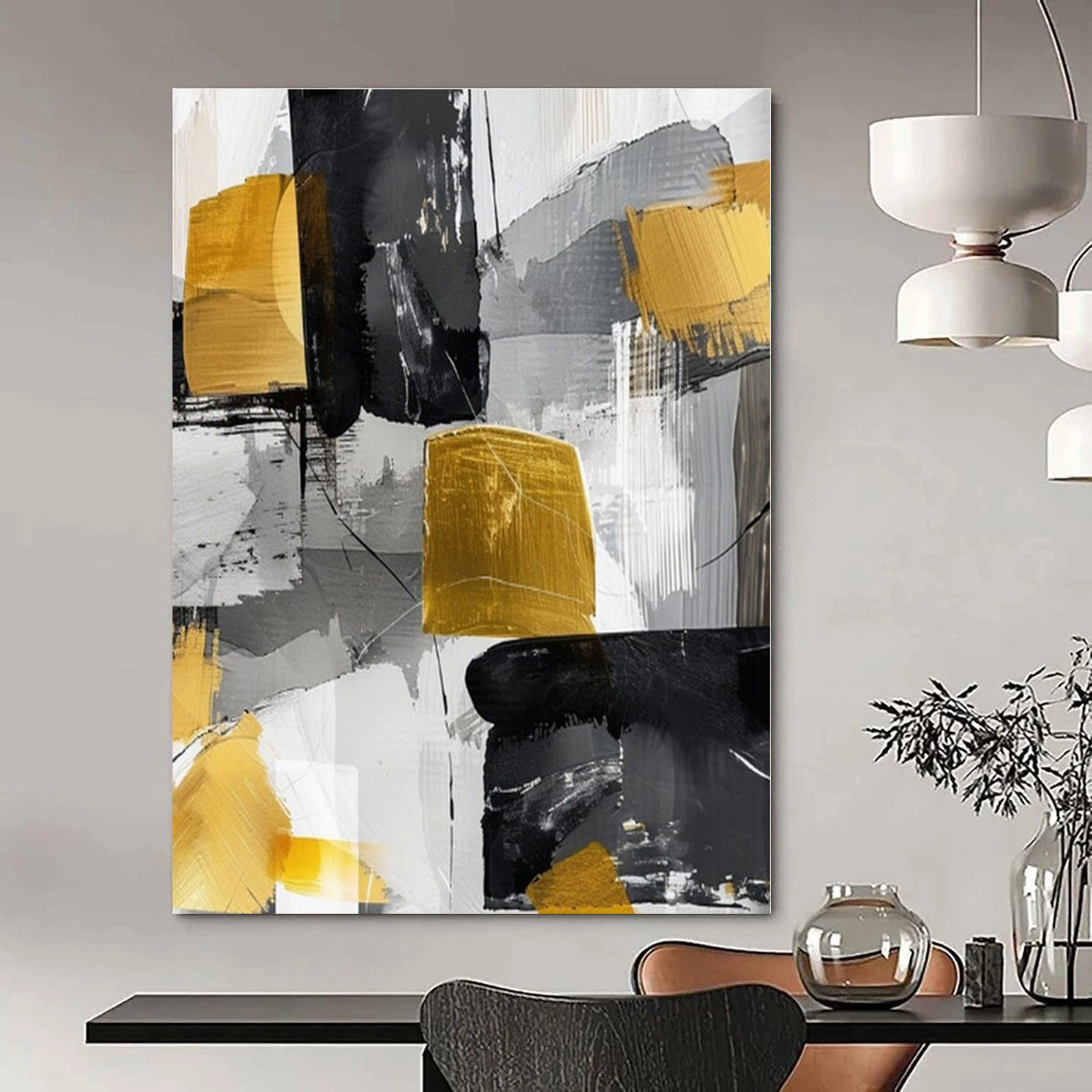 Extra-Huge Hand-Painted Modern Abstract Artwork for Office Boardrooms