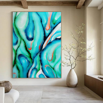 Giant Hand-Painted Contemporary Abstract Canvas for Bedroom Entry Walls