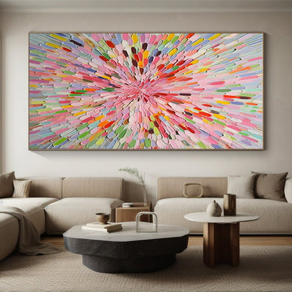 Oversized Hand-Painted Abstract Canvas for Living Room Media Wall